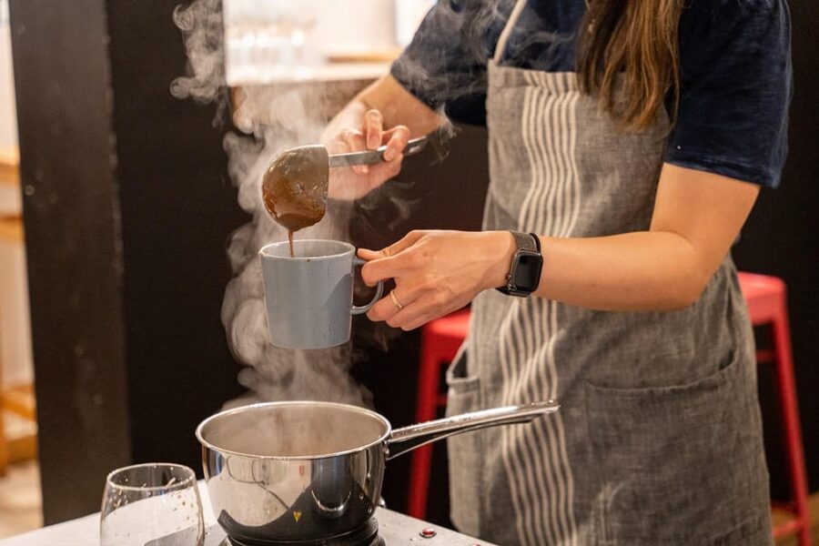 Bruges: Belgian Chocolate Making Workshop with Beer Tasting - Shaping dark chocolate shells