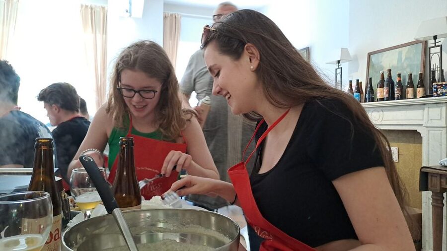Bruges: Belgian Waffle-Making Workshop with Beer Tasting - The topping table is part of the fun