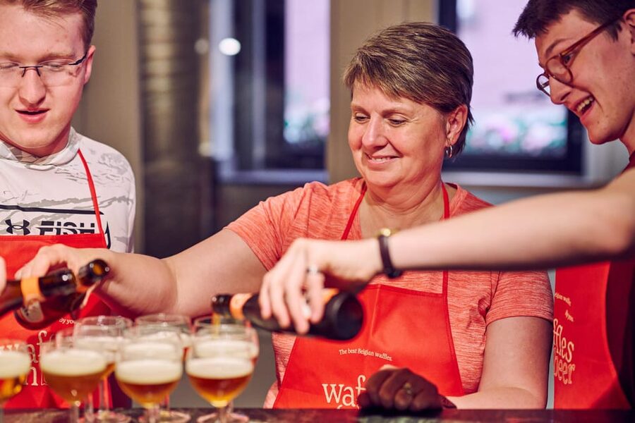 Brussels: Belgian Waffle Making Workshop with Beer Tasting - Making the batter with beer