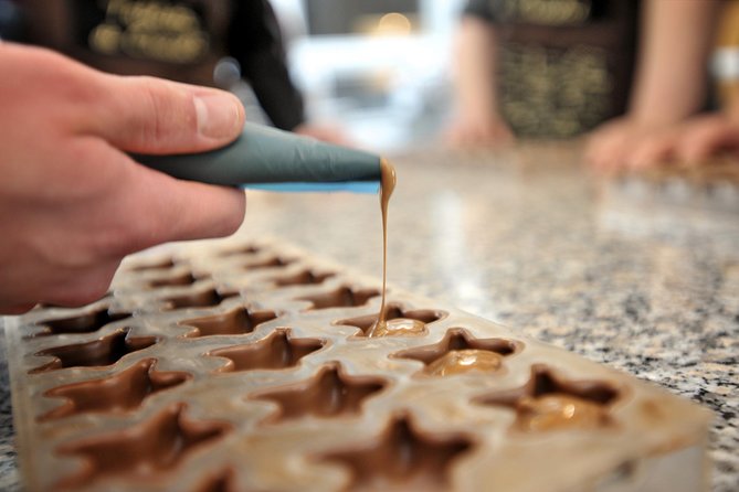 Chocolate Workshop at Choco-Story Brugge - Making mendiants, lollipops, and chocolate designs
